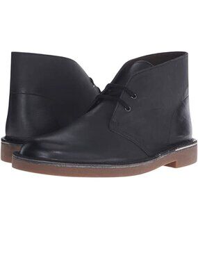 Clarks Mens Black Bushacre 2 Leather Desert Boots Size 11M Casual Lace-Up Shoes
